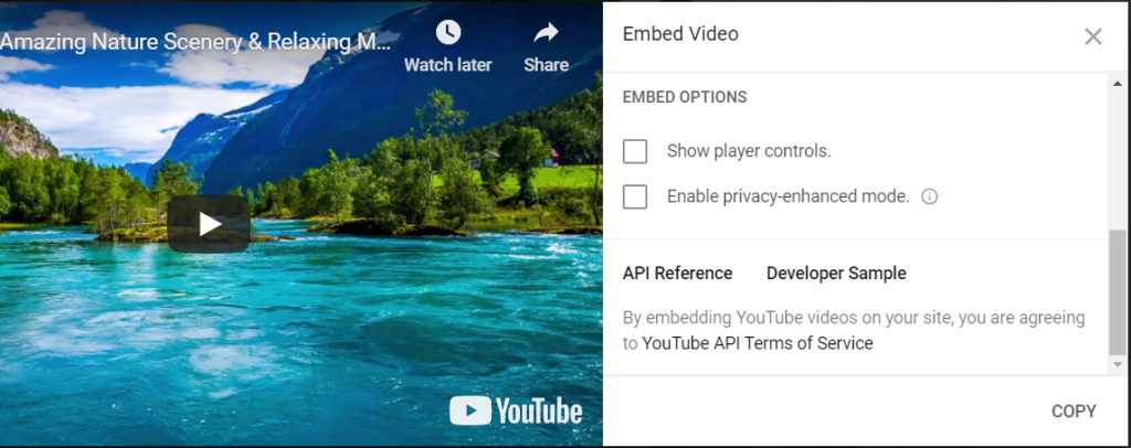 YouTube embed and API reference
